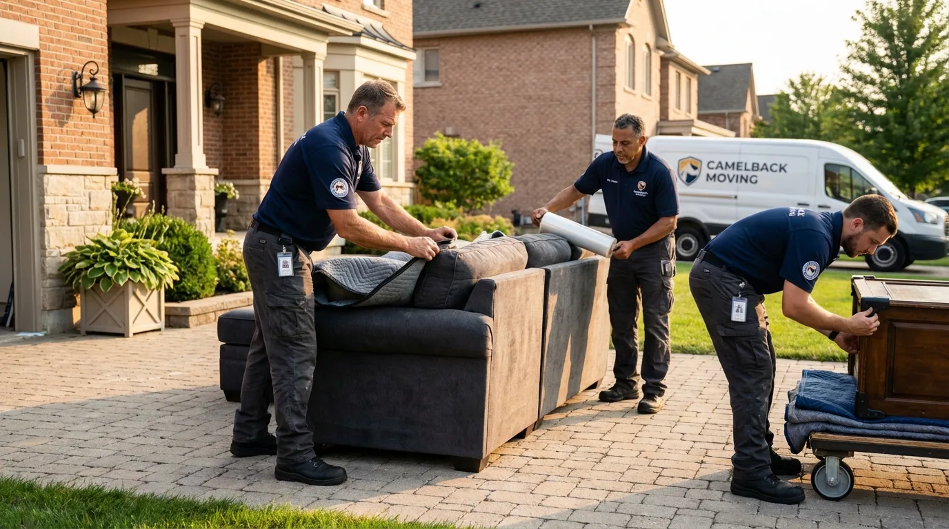 Large estate moving crew wrapping furniture in Southampton, MA